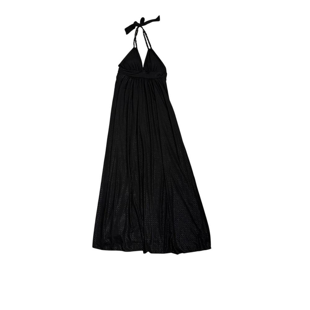 COOGI Black Logo Embossed Streetwear Halter Maxi Dress Size Women's Small